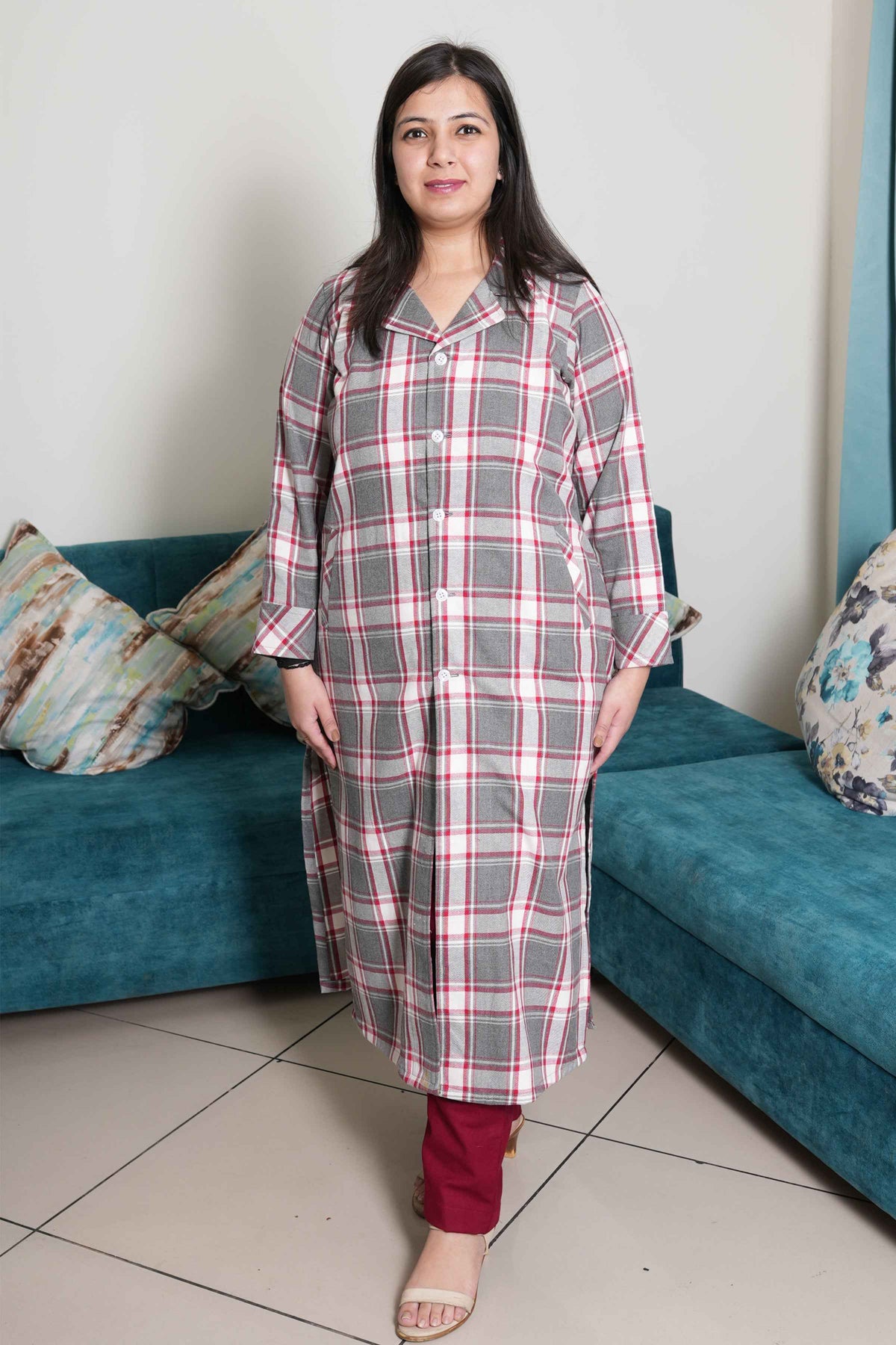 Buy Plus Size ​Crimson Charm Woollen Kurta Set At Apella | Sizes XS to 10 XL | India | Free Delivery | Customized