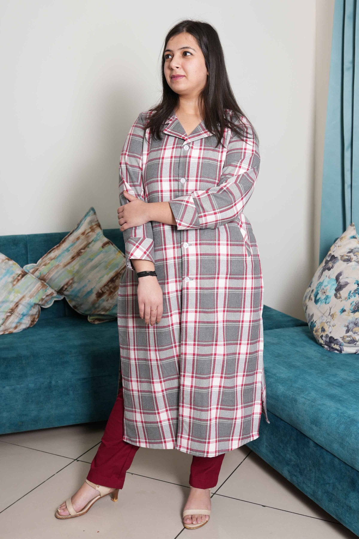 Buy Plus Size ​Crimson Charm Woollen Kurta Set At Apella | Sizes XS to 10 XL | India | Free Delivery | Customized