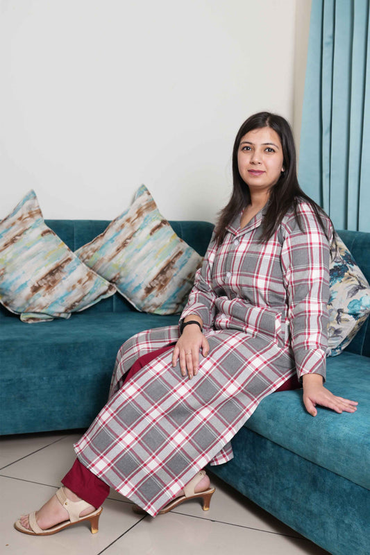 Buy Plus Size ​Crimson Charm Woollen Kurta Set At Apella | Sizes XS to 10 XL | India | Free Delivery | Customized