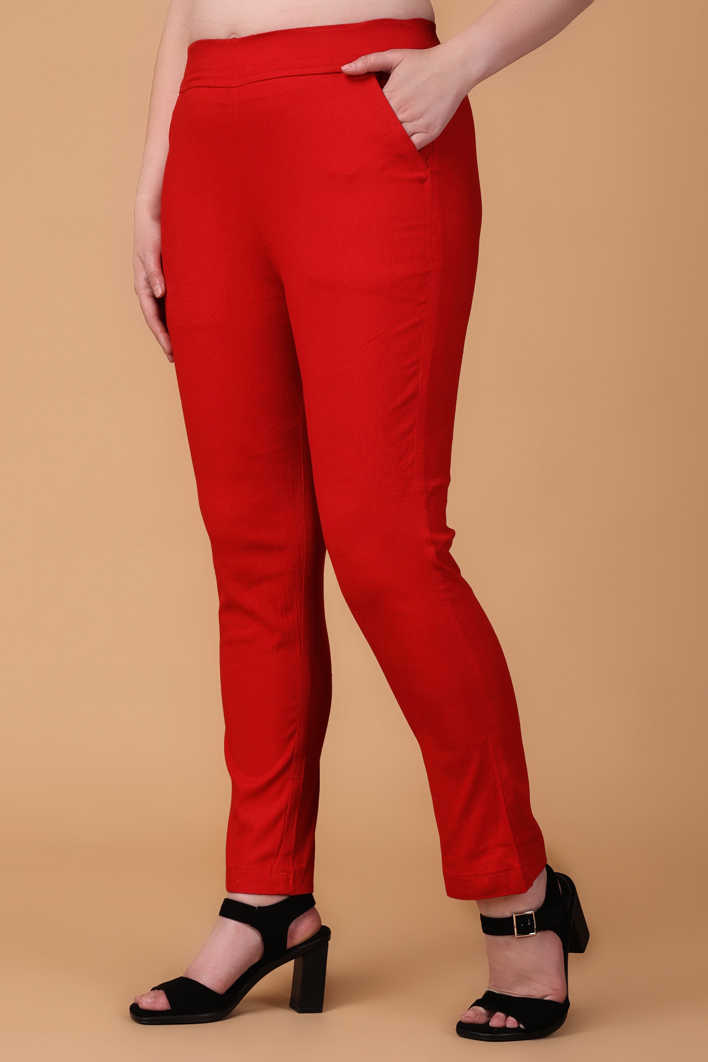 Curve Cotton Red Ajrakh Print Pants With Pleated Bottom – Fabnest