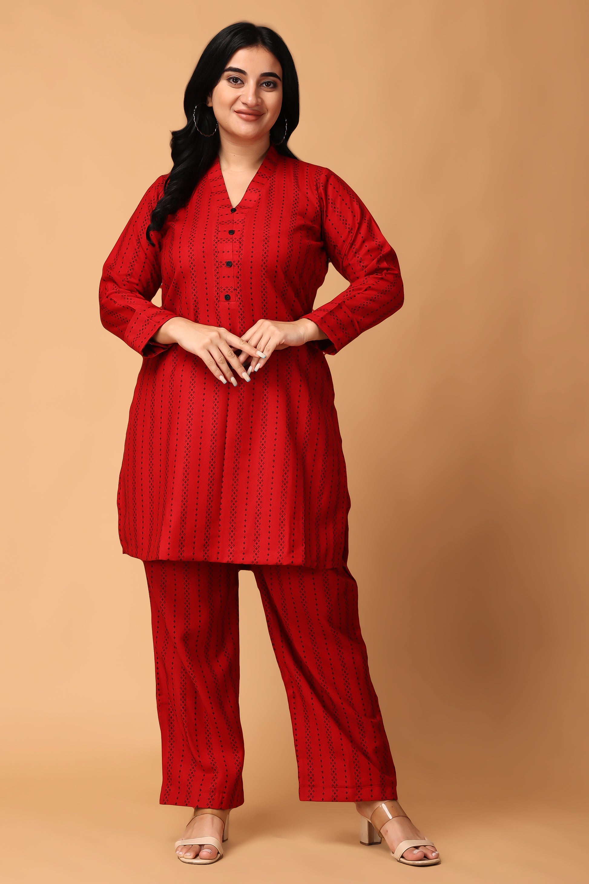 Red Plus Size Co ord Set