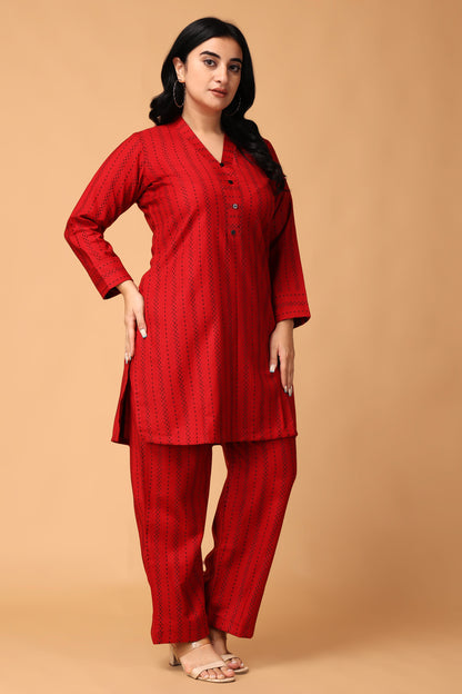 Red Plus Size Co ord Set