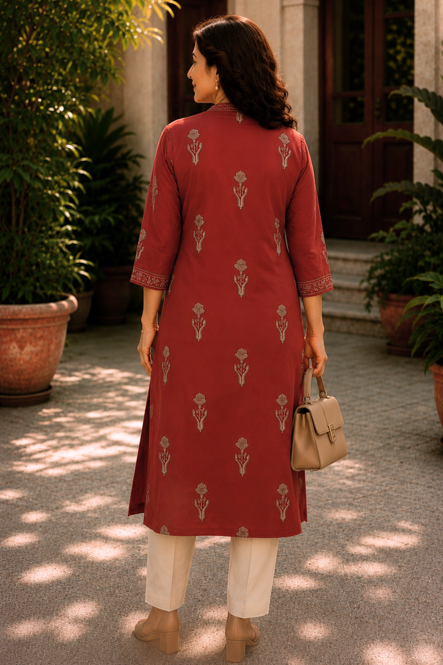 Ruhani Butti A-line Cotton Kali Kurta