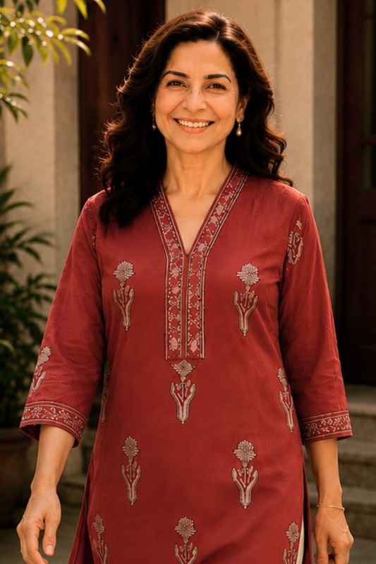 Ruhani Butti A-line Cotton Kali Kurta