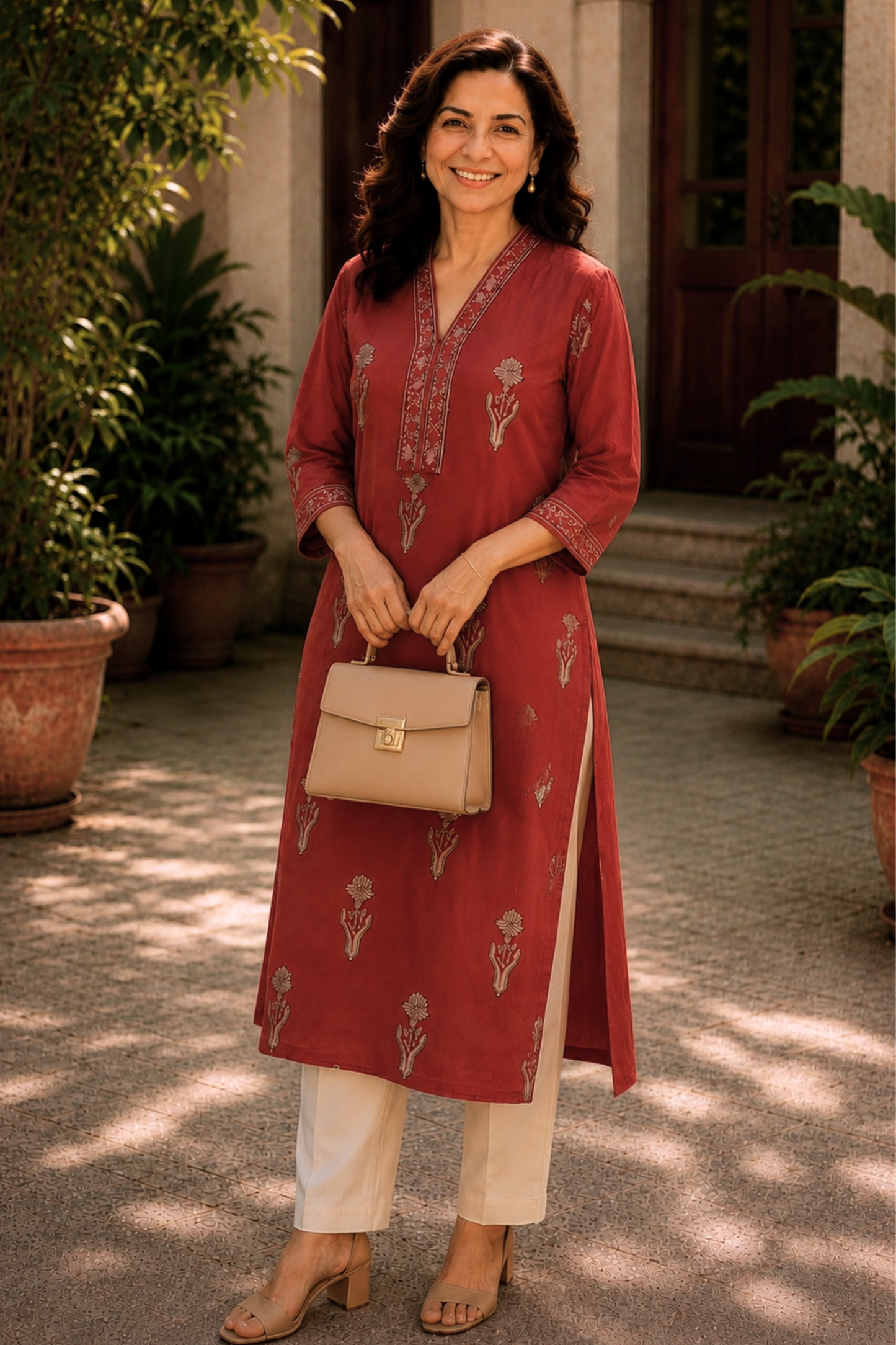 Ruhani Butti A-line Cotton Kali Kurta
