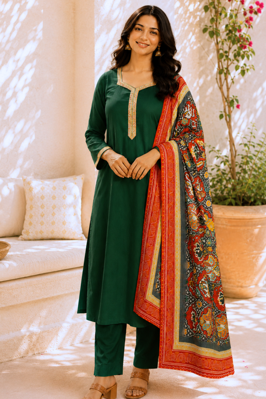 Virasat Green Everyday Suit Set