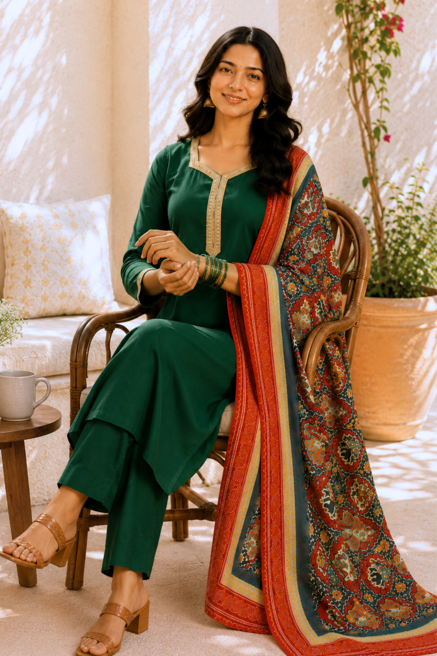 Virasat Green Everyday Suit Set