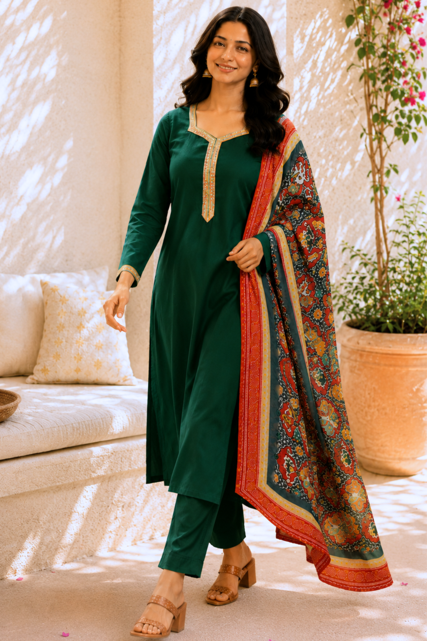 Virasat Green Everyday Suit Set