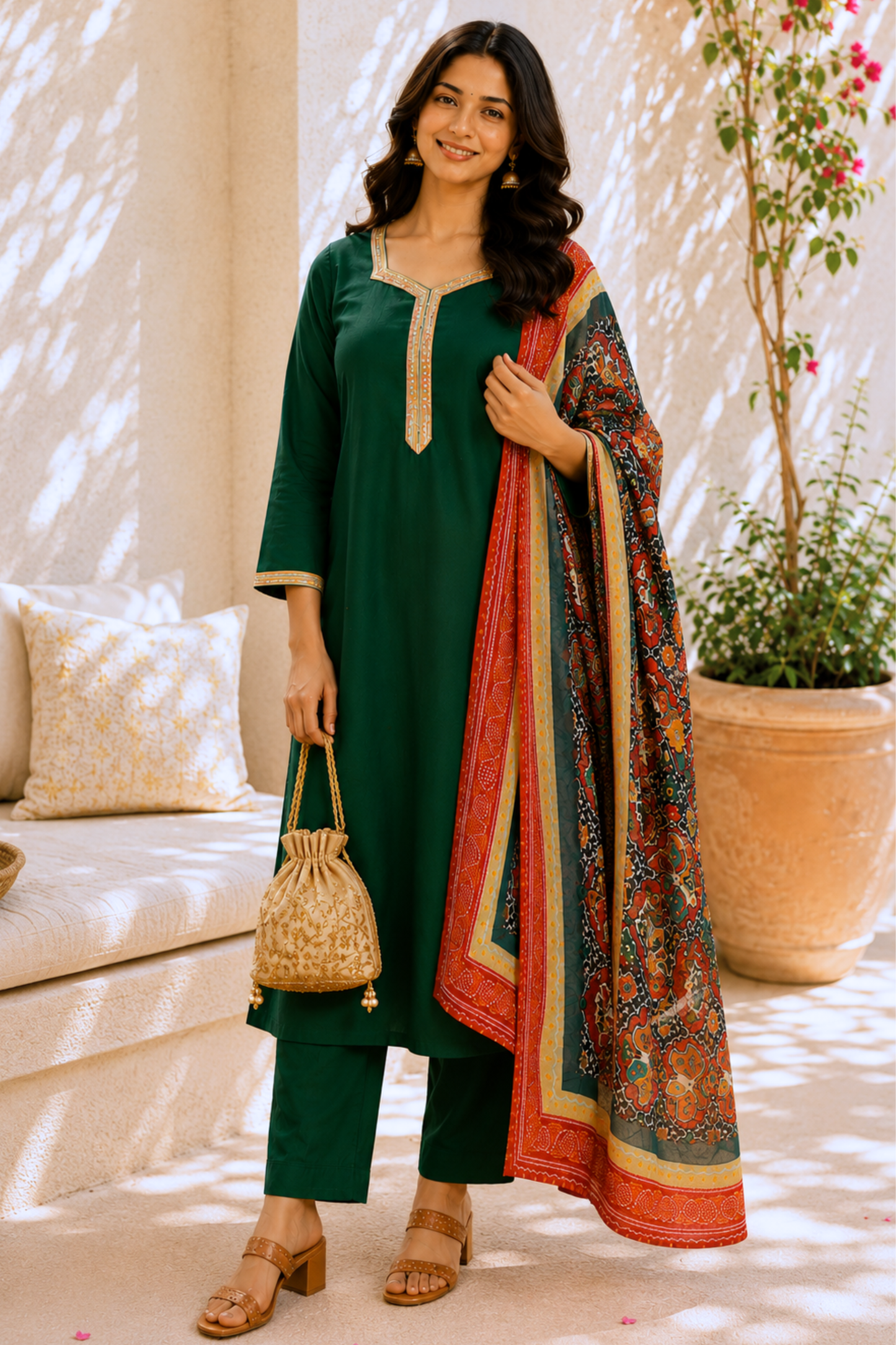 Virasat Green Everyday Suit Set