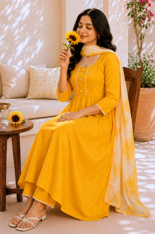 Sunlit Glow Rayon Anarkali Set