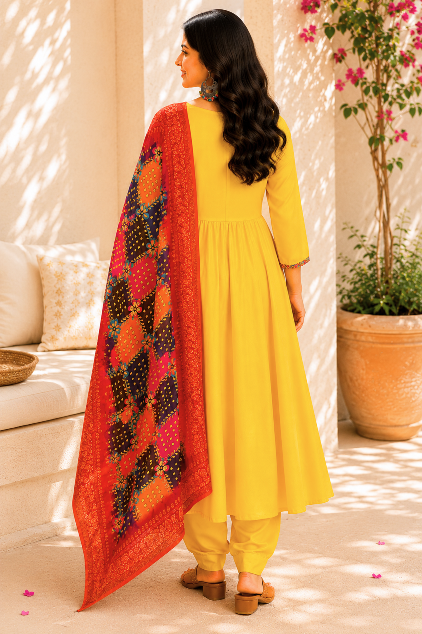 Golden Glow Rayon Anarkali Set