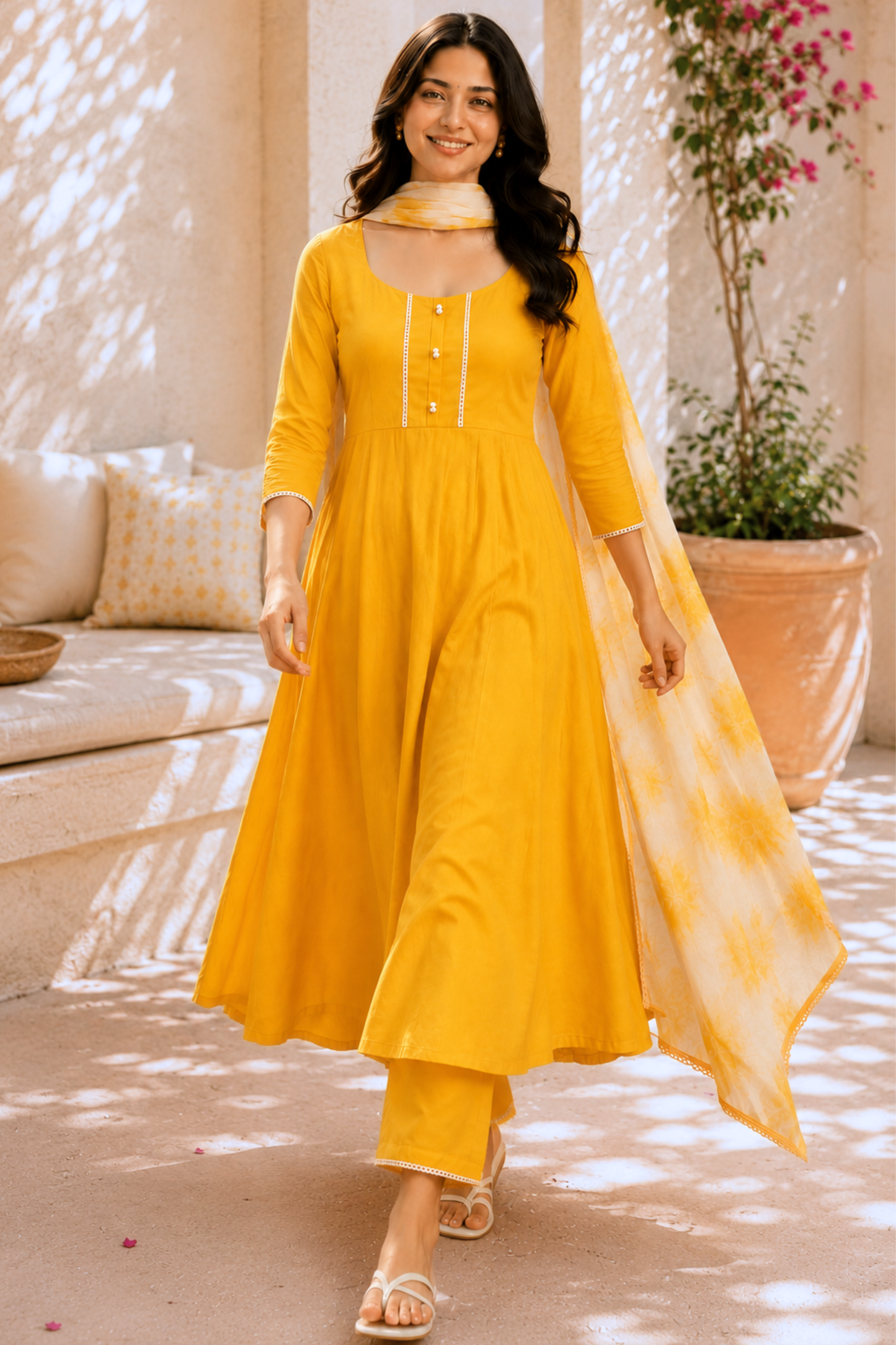 Sunlit Glow Rayon Anarkali Set
