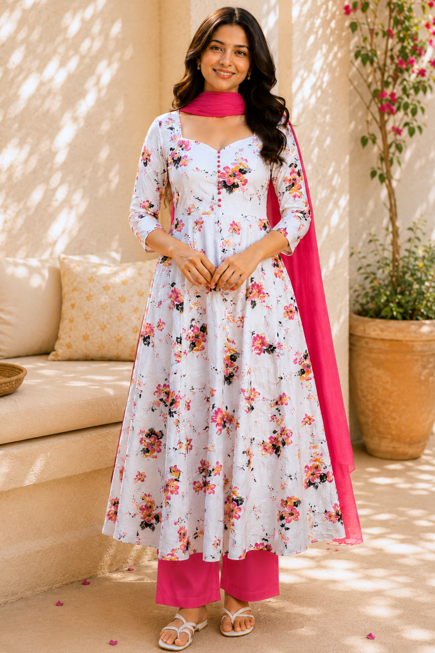 Ivory Mayfair Rayon Anarkali Set