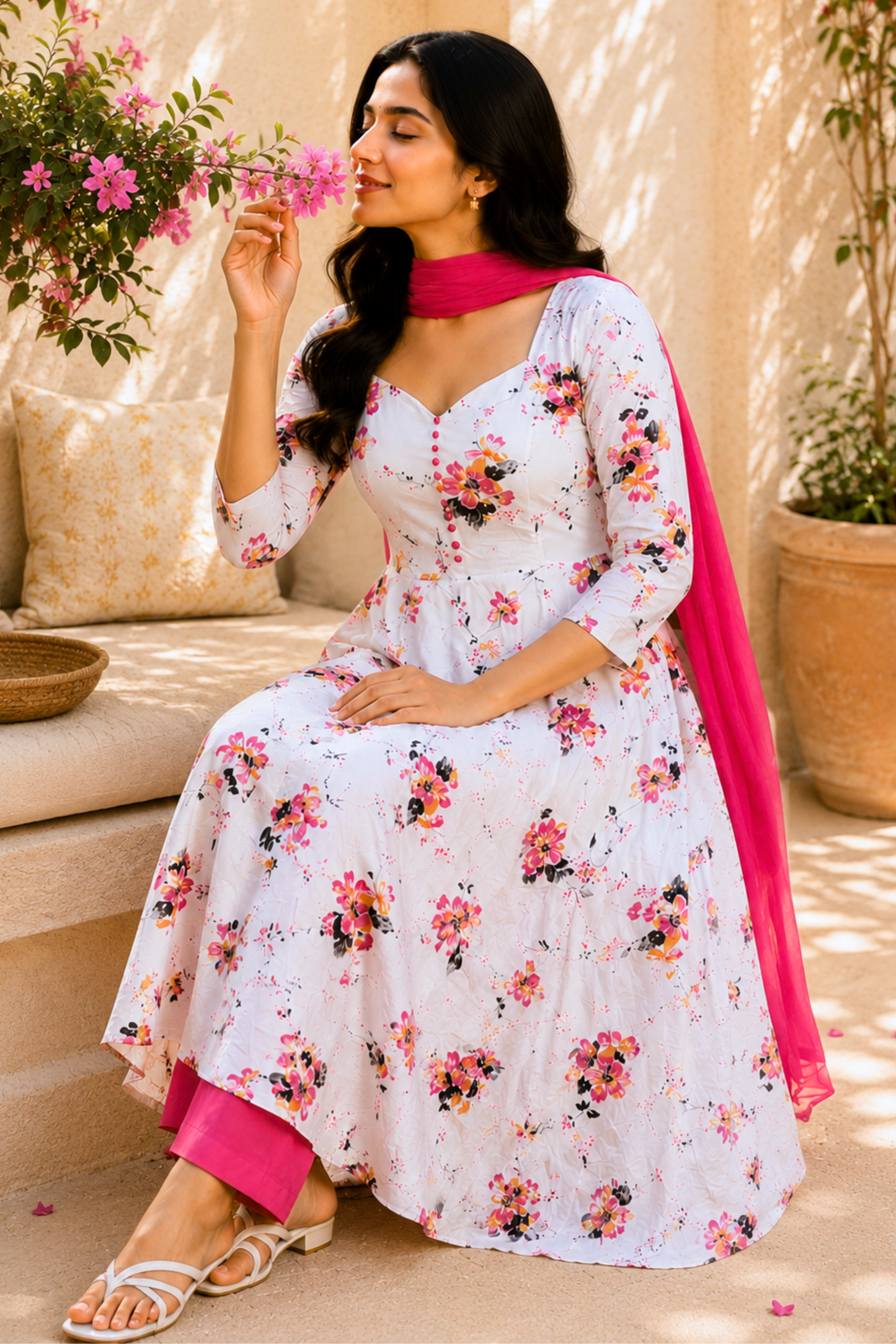 Ivory Mayfair Rayon Anarkali Set