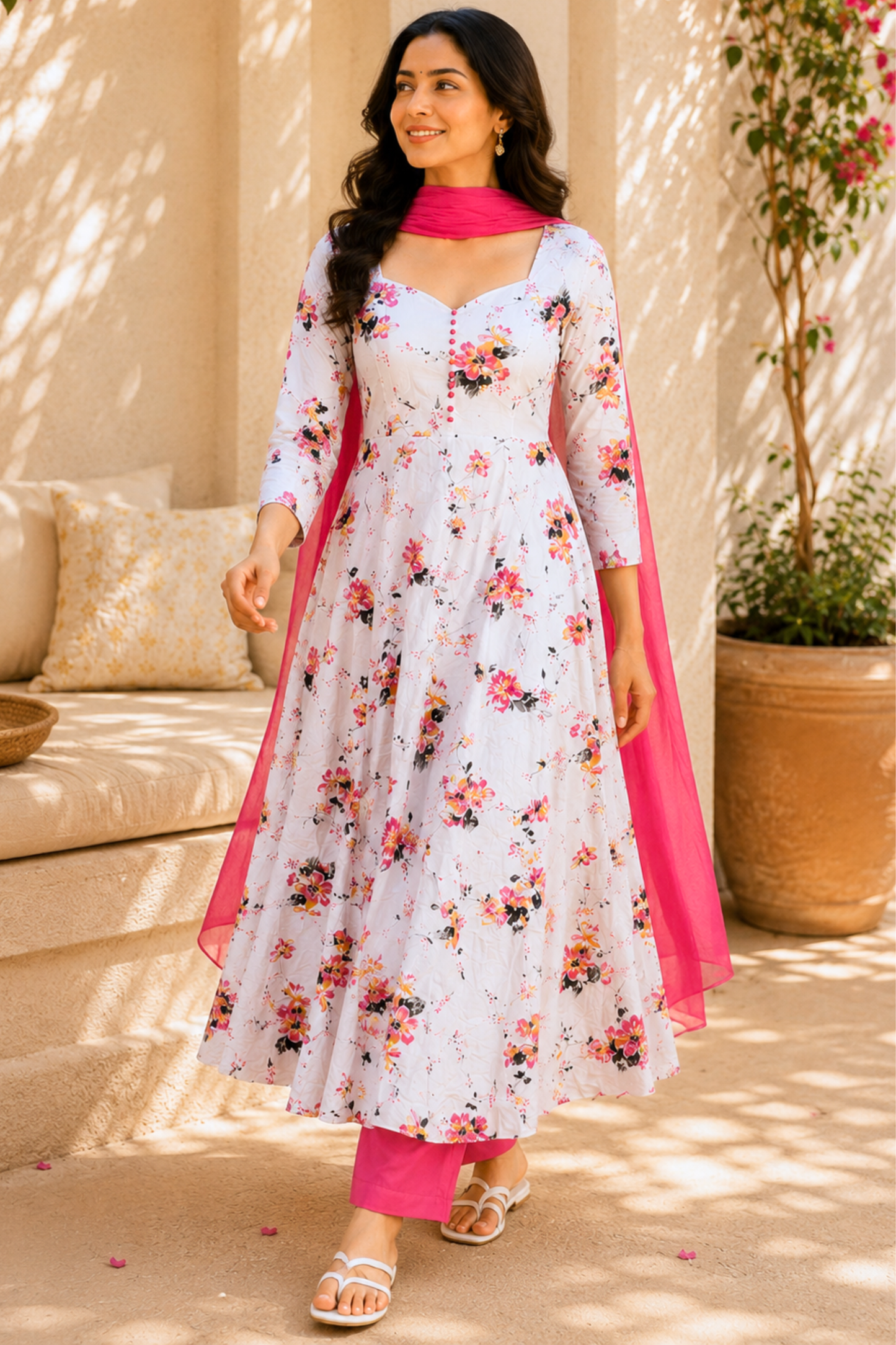 Ivory Mayfair Rayon Anarkali Set