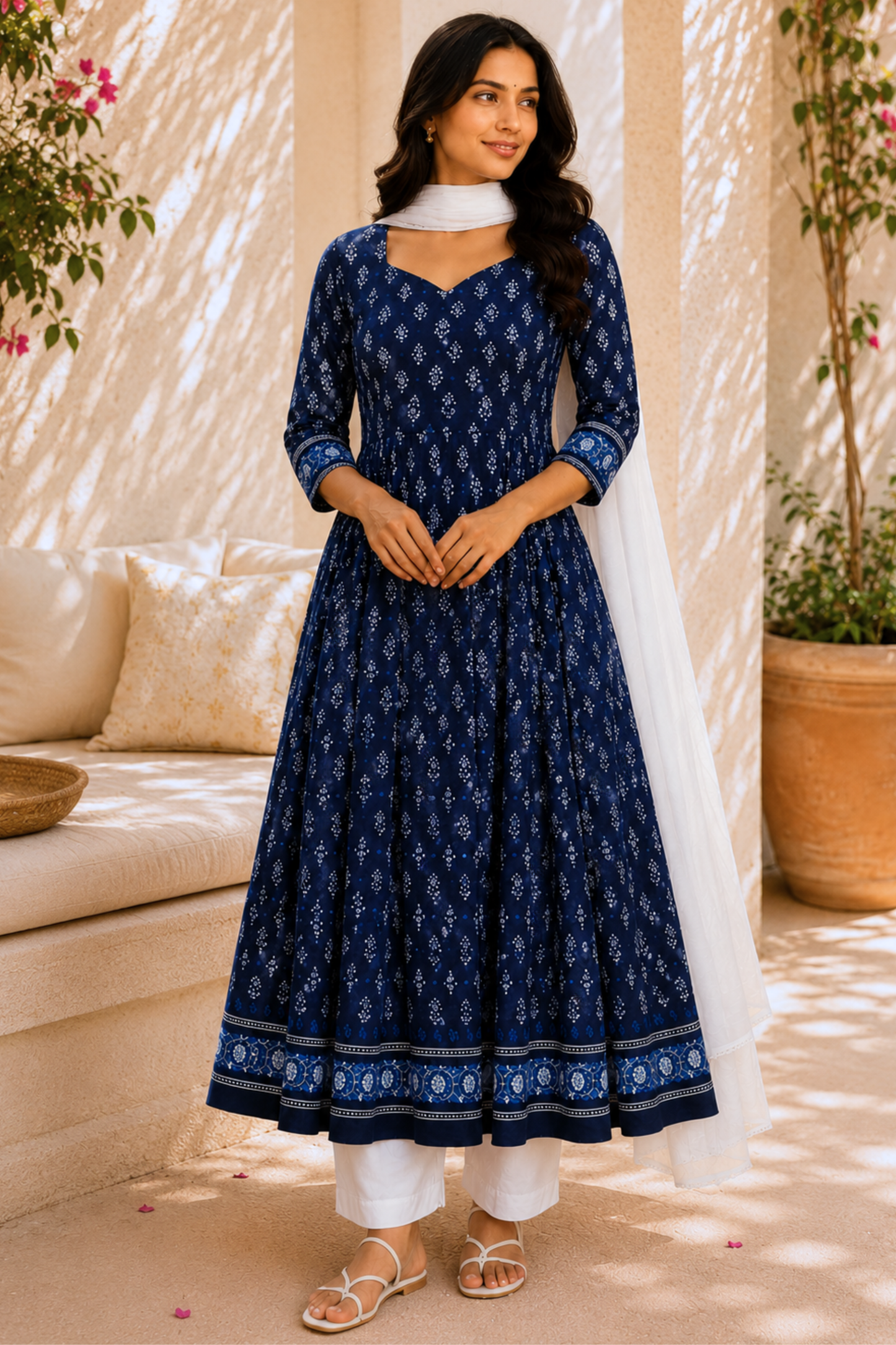 Midnight Neel Rayon Anarkali Set