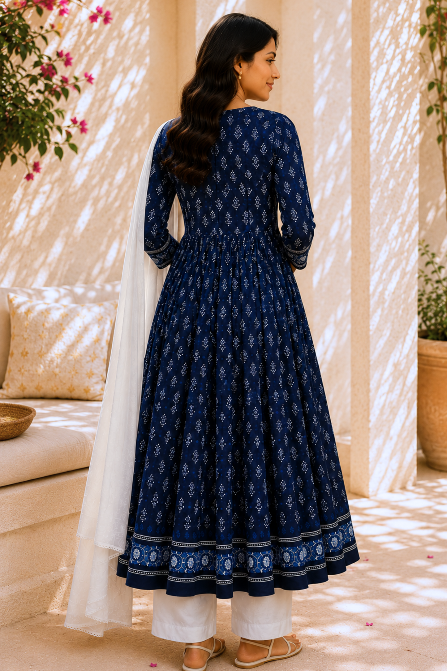 Midnight Neel Rayon Anarkali Set