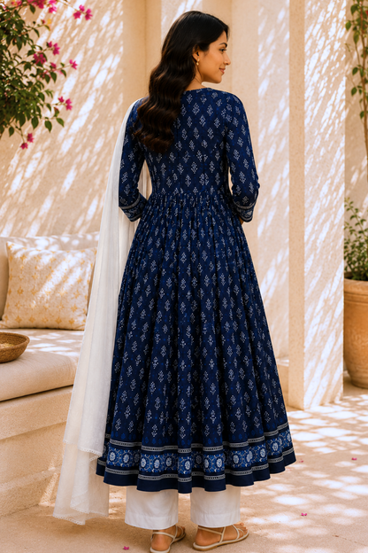 Midnight Neel Rayon Anarkali Set