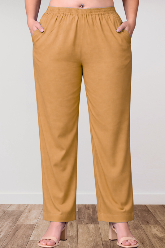 Beige Anti Wrinkle Kurti Pants