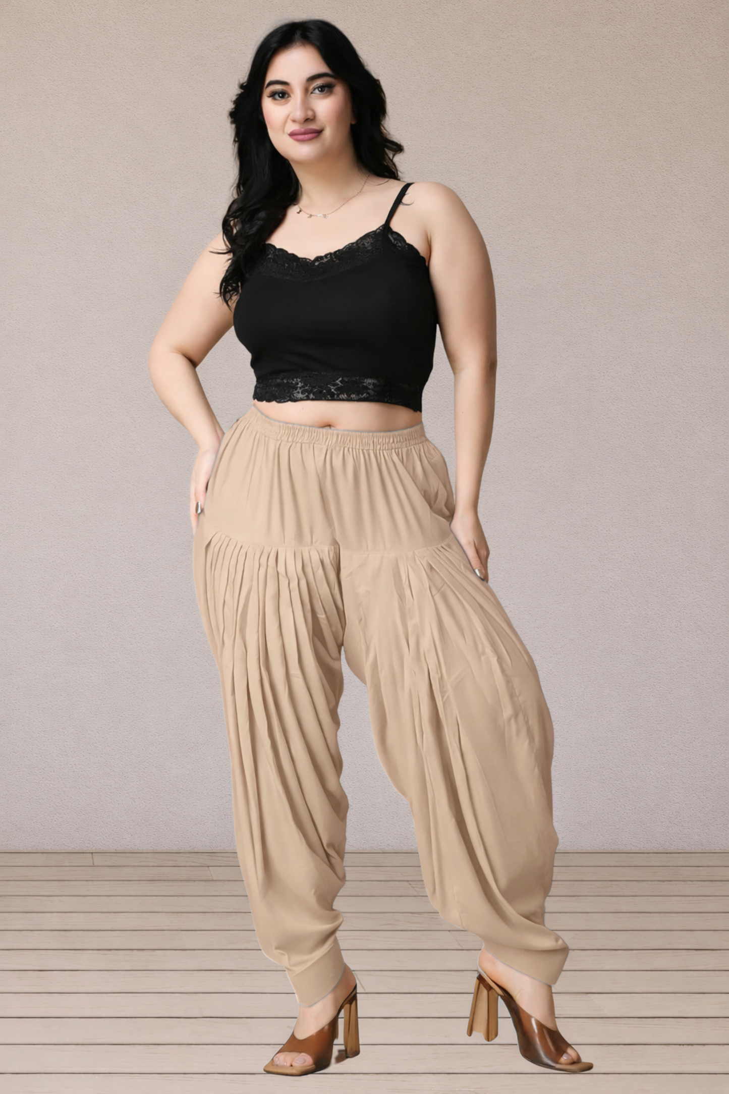 Beige Rayon Patiala Salwar