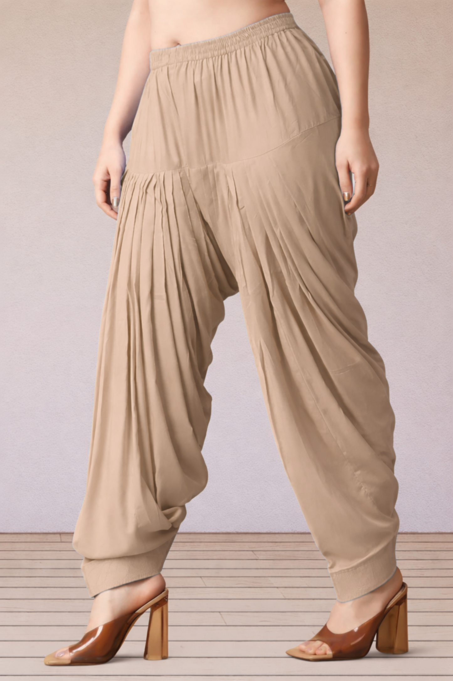 Beige Rayon Patiala Salwar