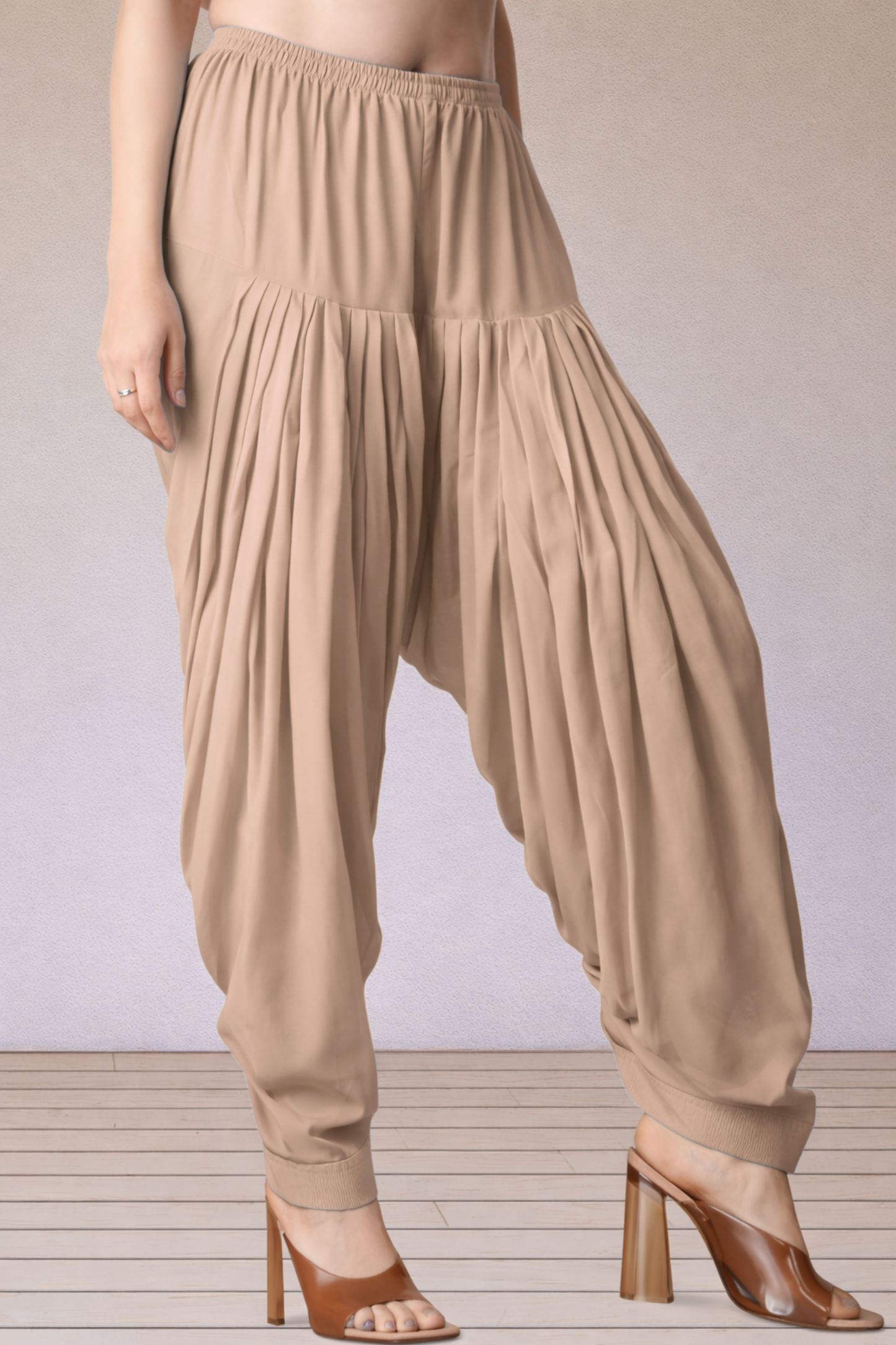 Beige Rayon Patiala Salwar