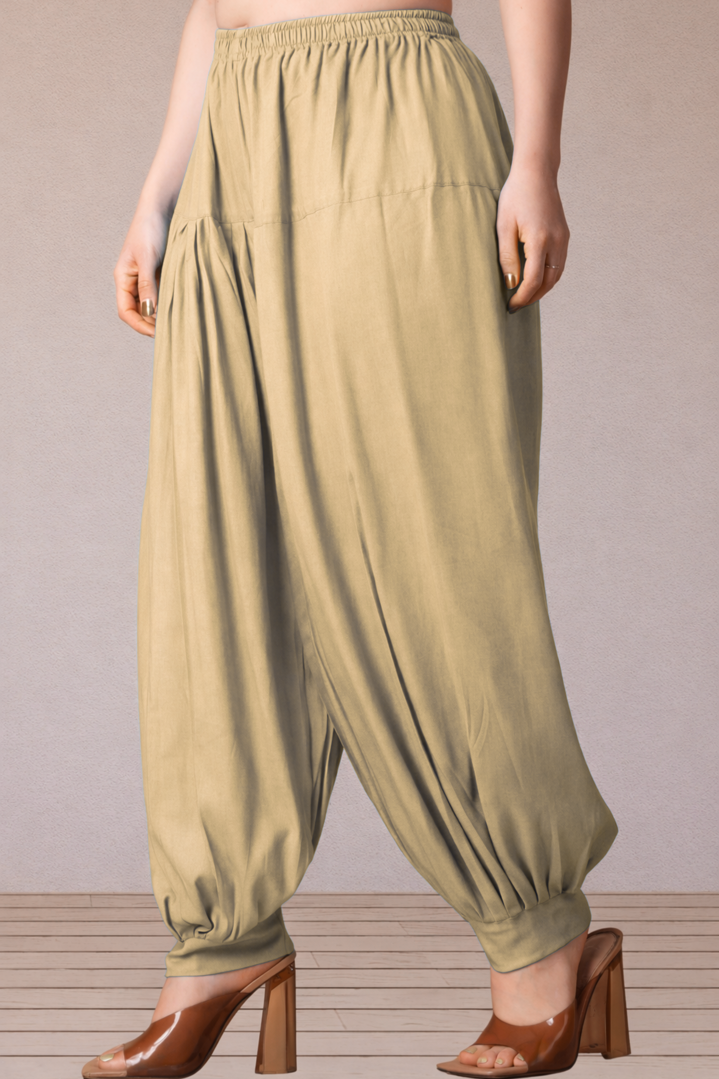 Beige Rayon Afghani Salwar