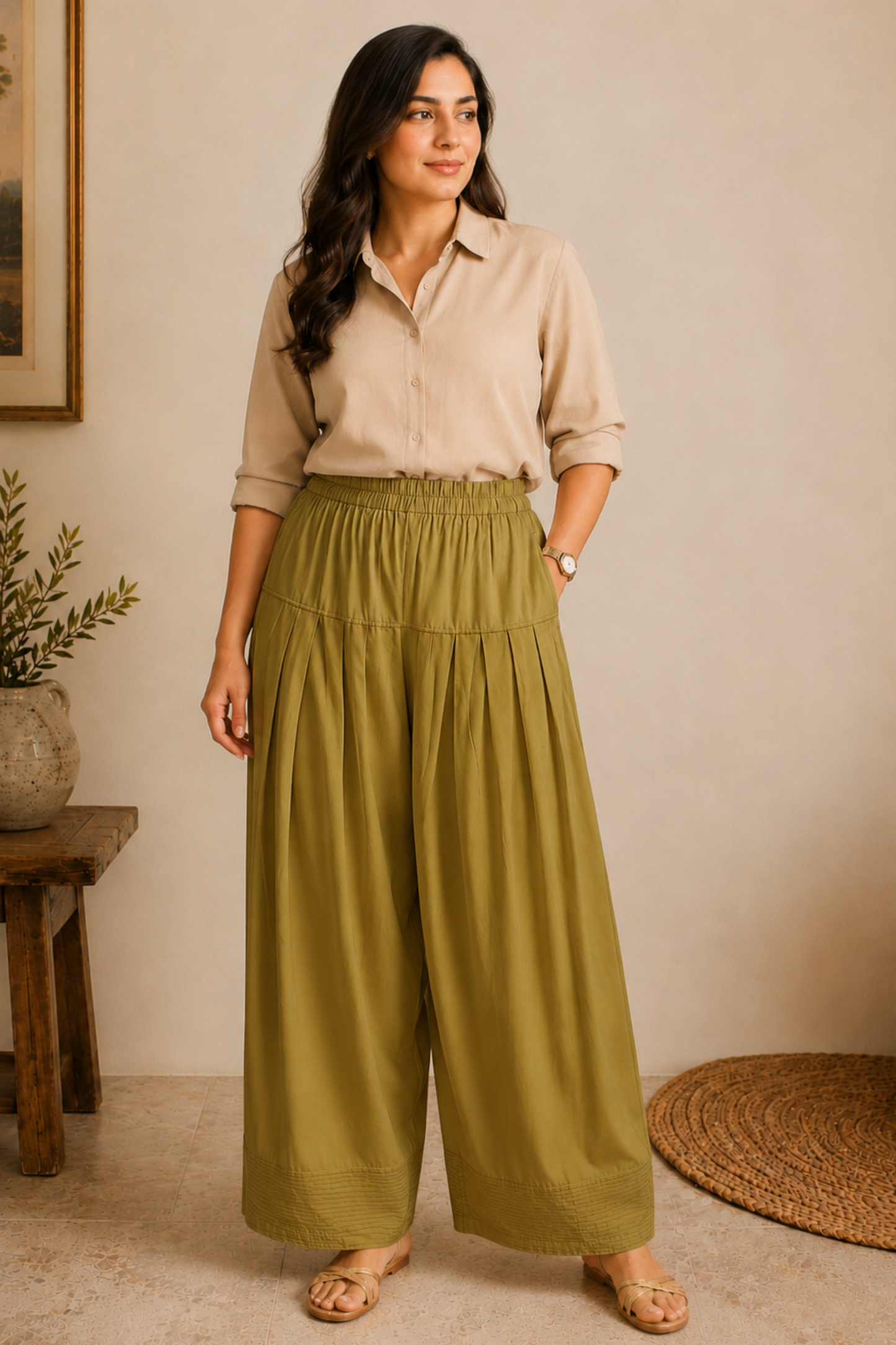 Beige Rayon Farshi Salwar