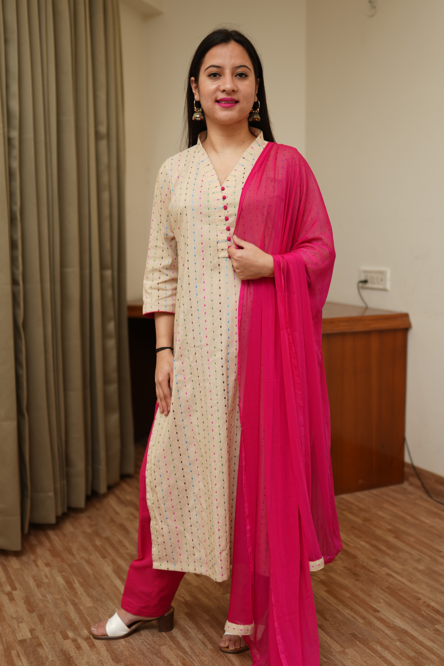 Almond Weaves Cotton Kurta Set