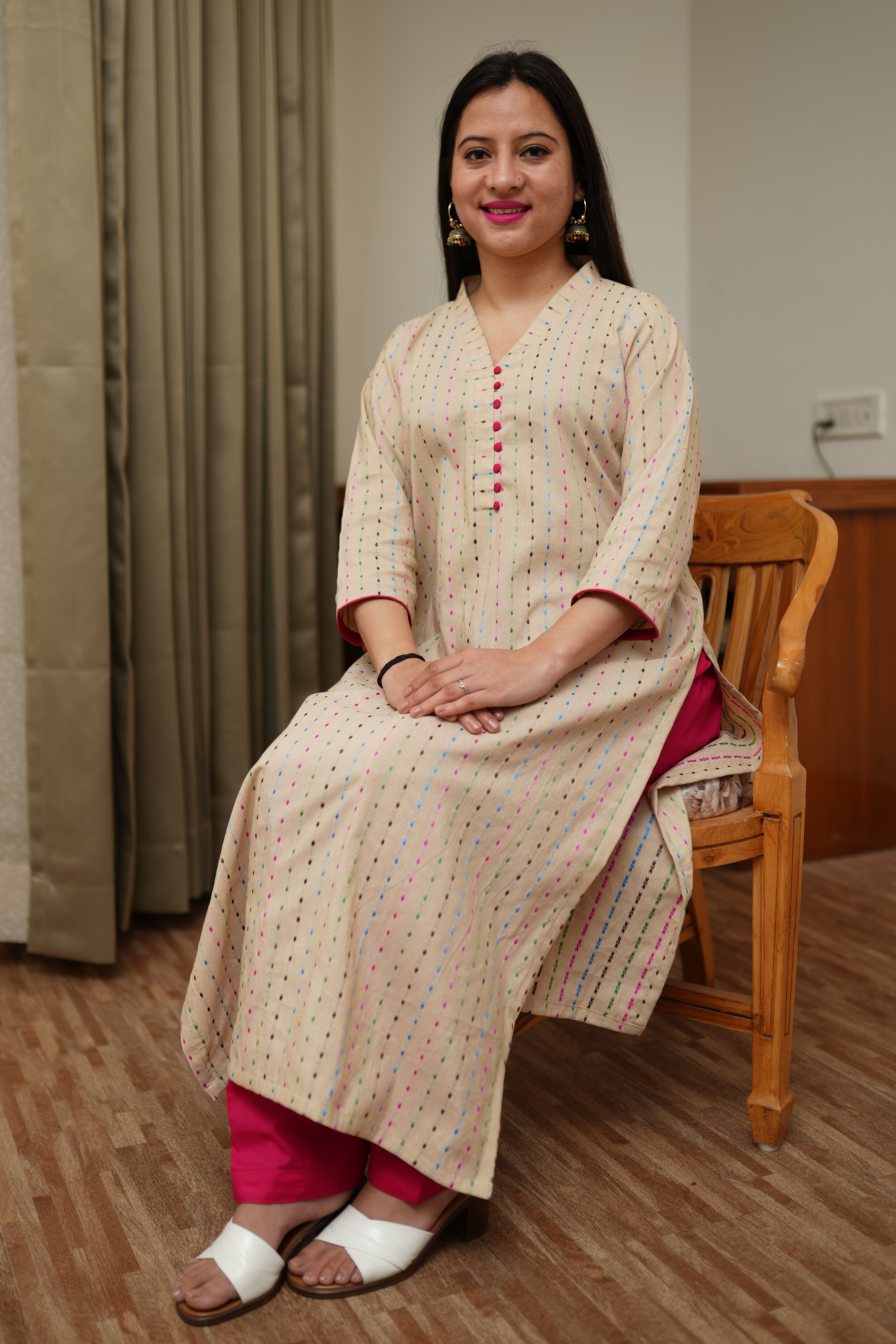 Almond Weaves Cotton Kurta Set