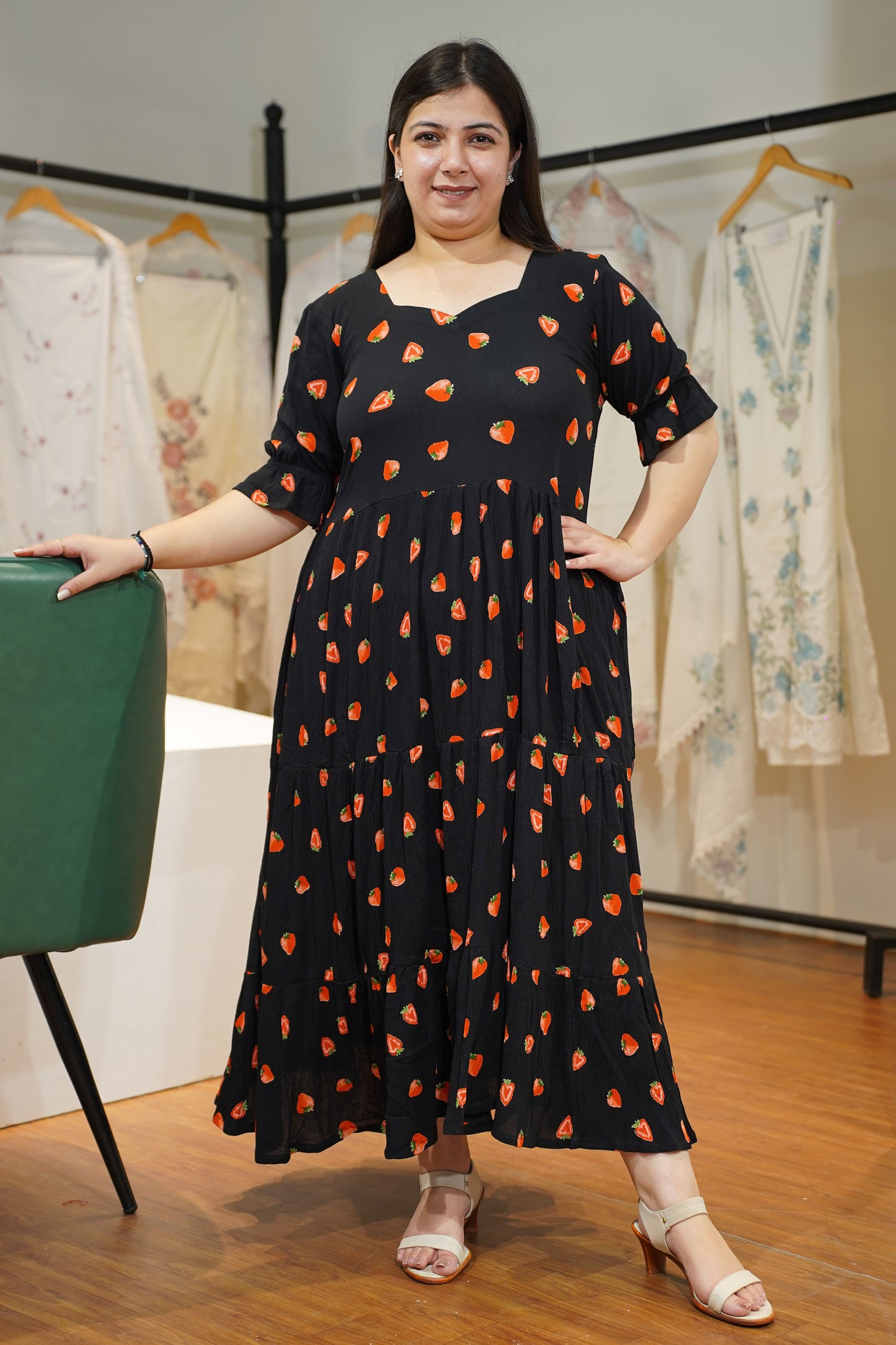 Berry Black Tiered Calf Dress