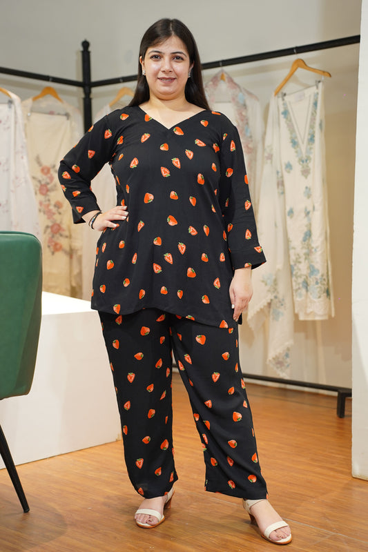 Berry Black Printed Co-ord Set