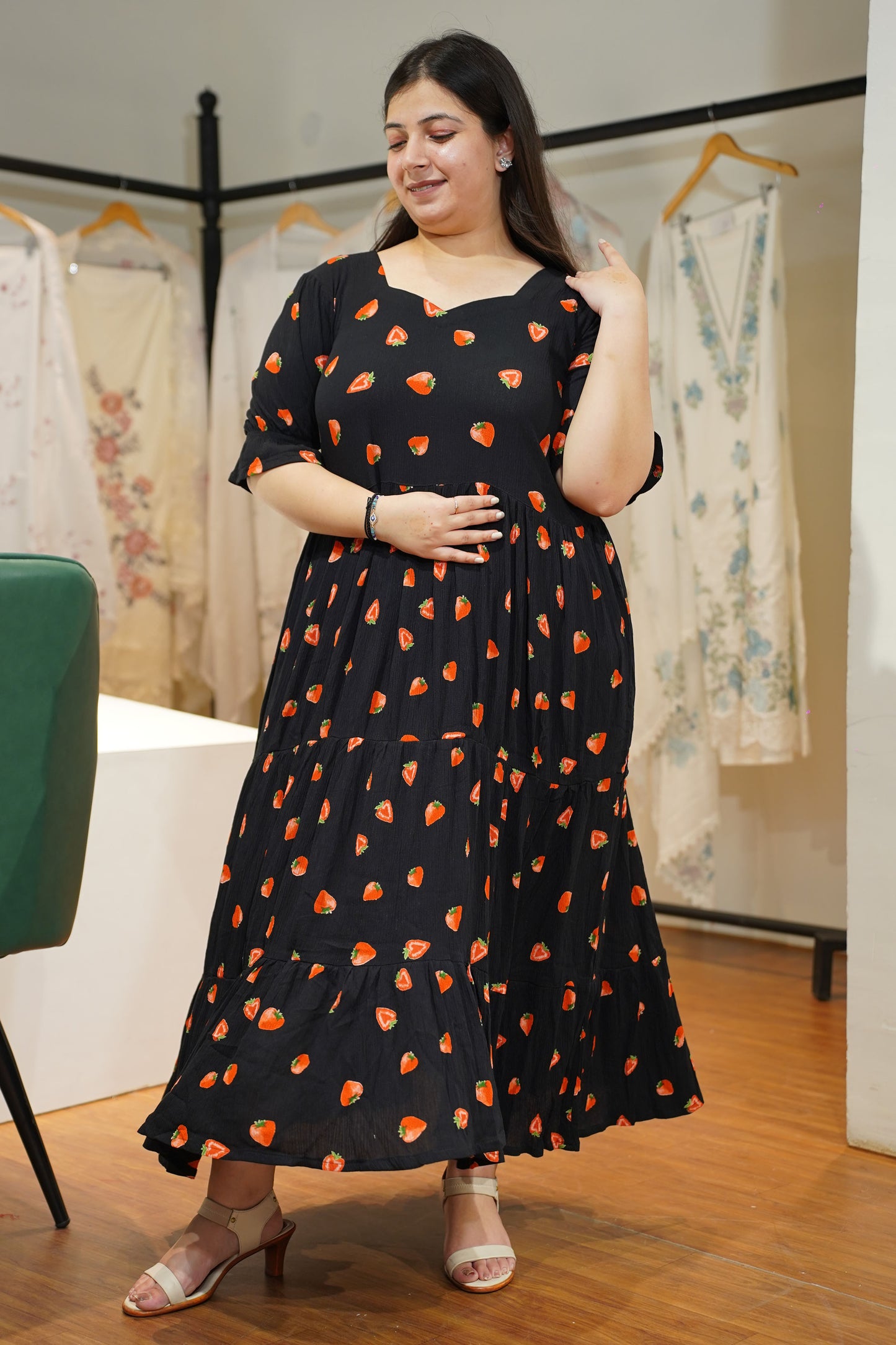 Berry Black Tiered Calf Dress