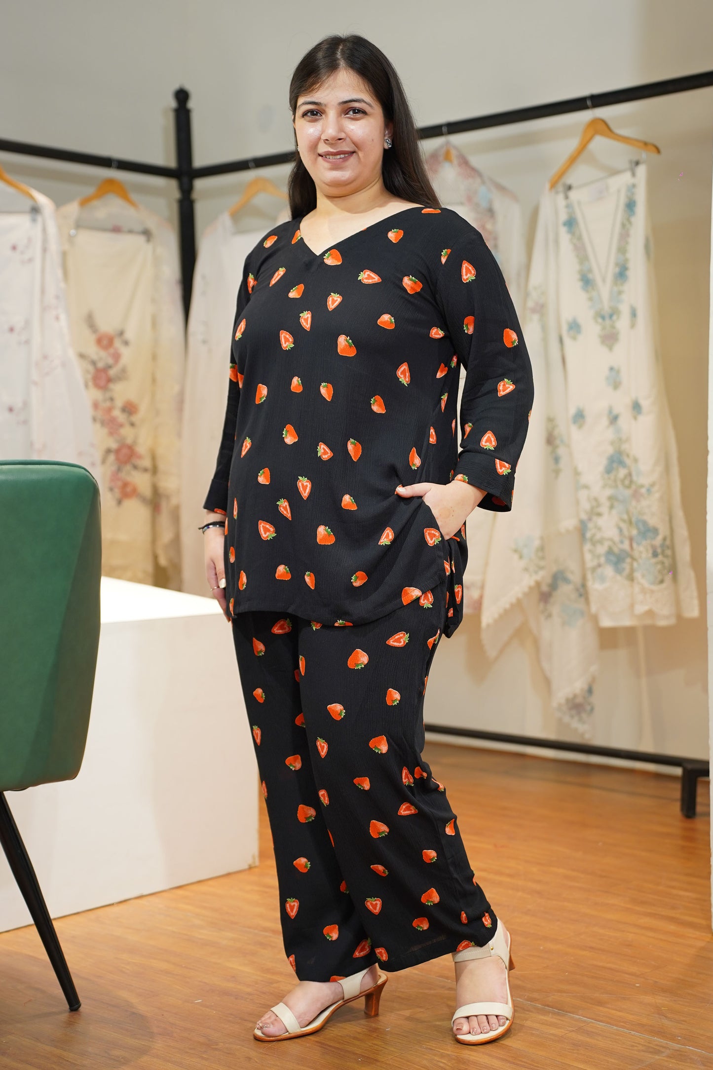 Berry Black Printed Co-ord Set