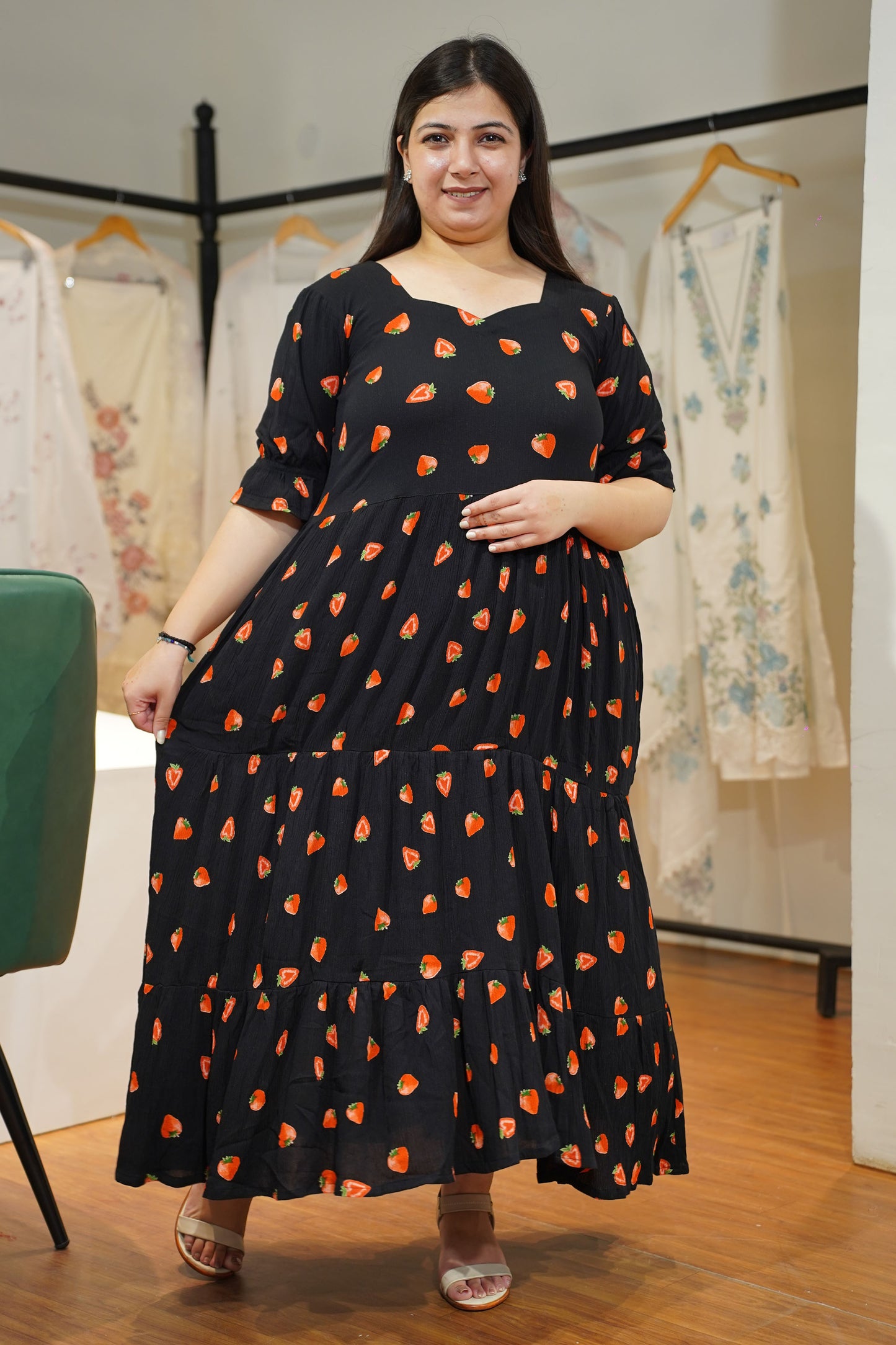 Berry Black Tiered Calf Dress