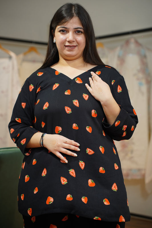 Berry Black Printed Co-ord Set