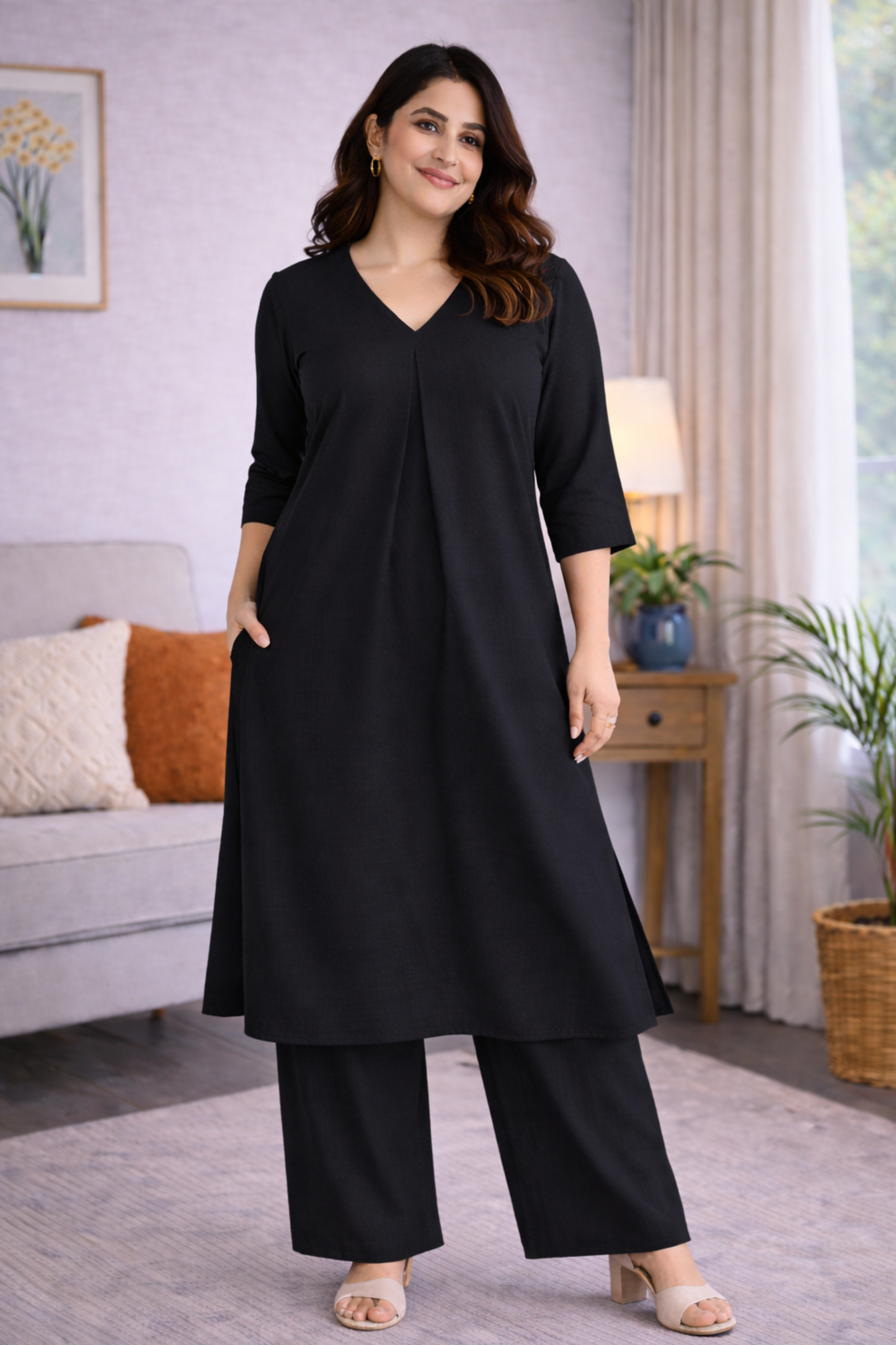 Midnight Ease A-line Kurta With Flared Pants