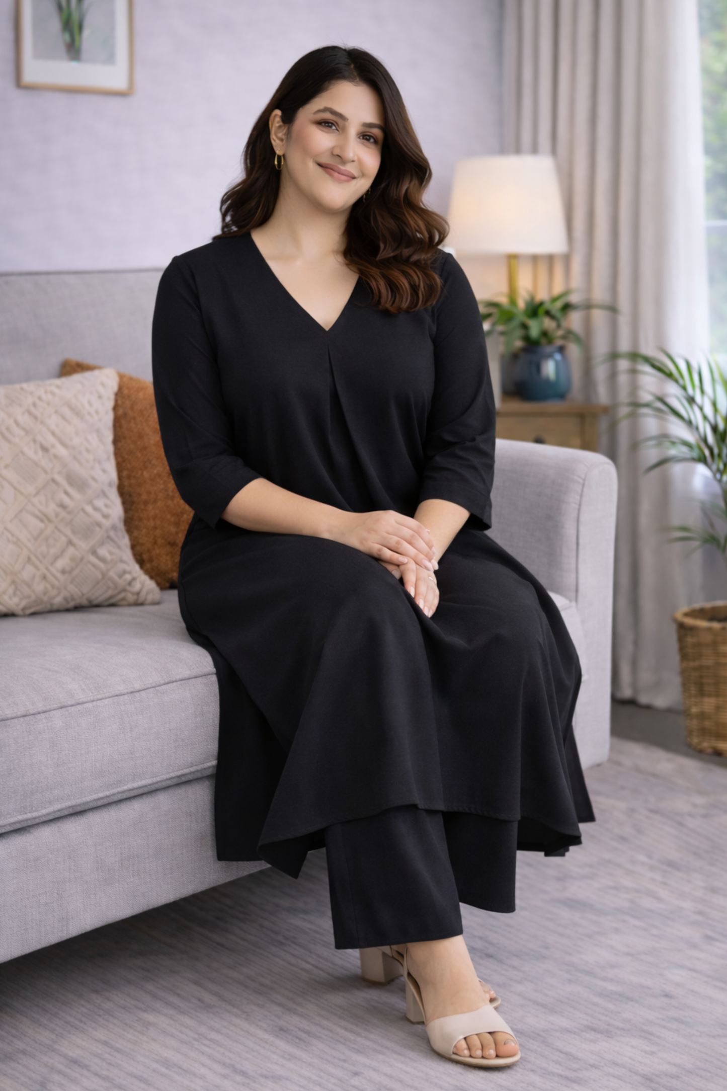 Midnight Ease A-line Kurta With Flared Pants