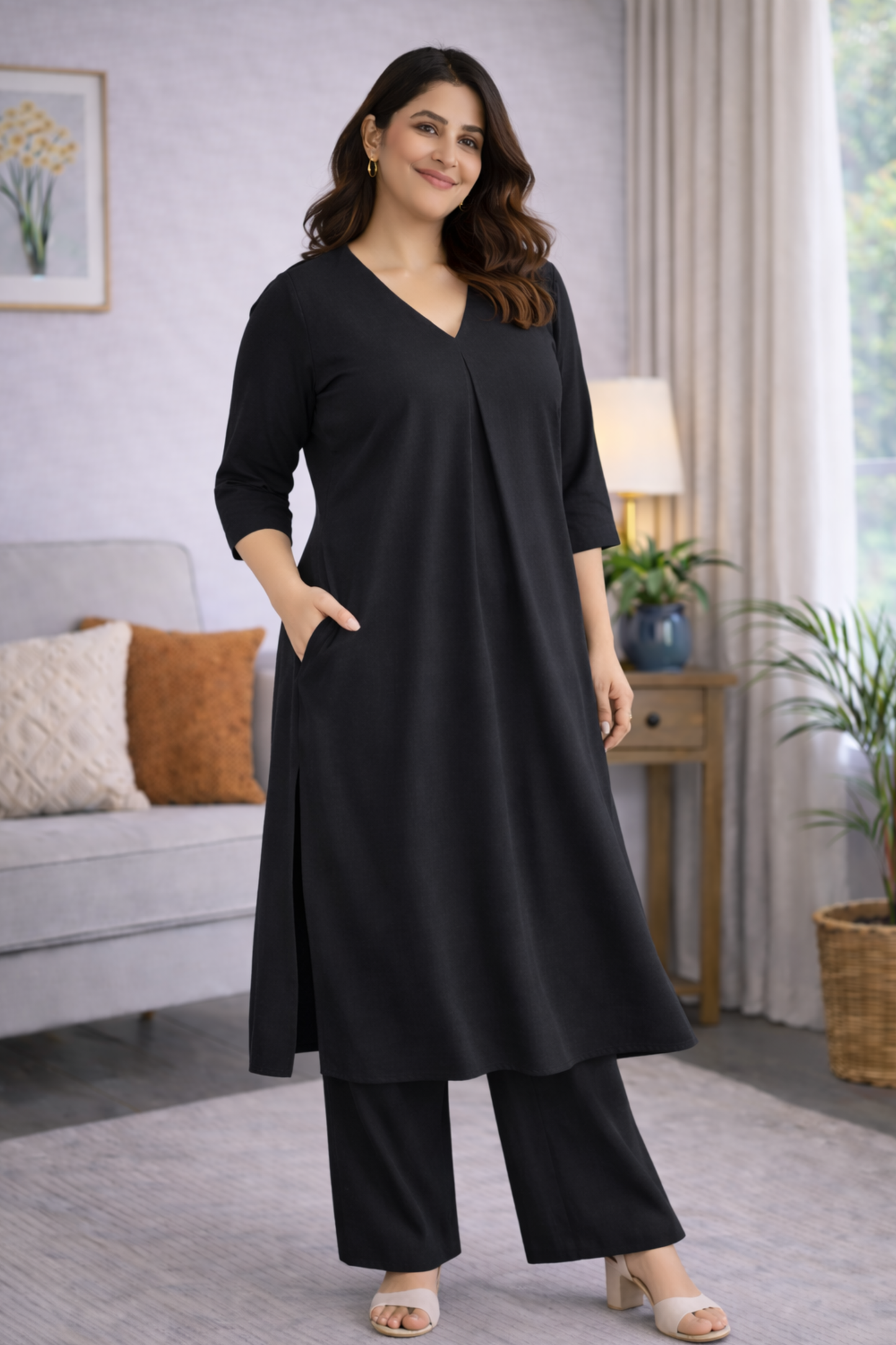 Midnight Ease A-line Kurta With Flared Pants