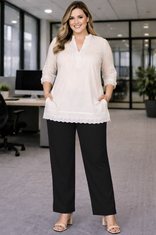 Black Anti Wrinkle Kurti Pants
