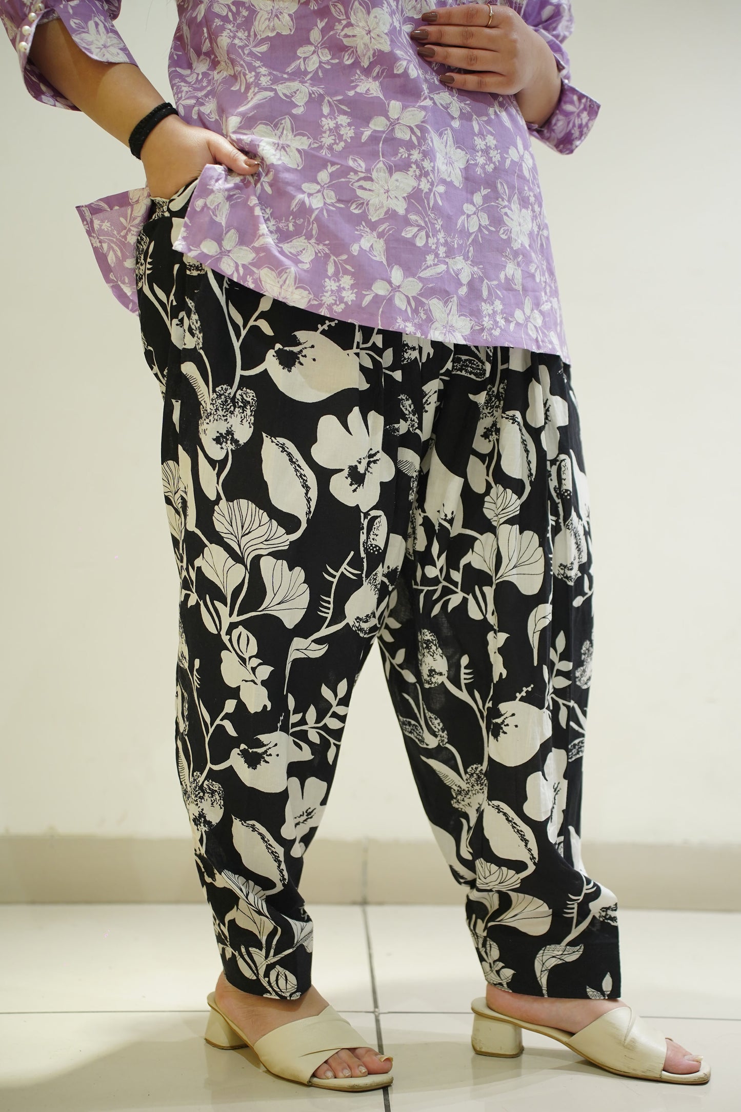 Black Block Printed Cotton Salwar