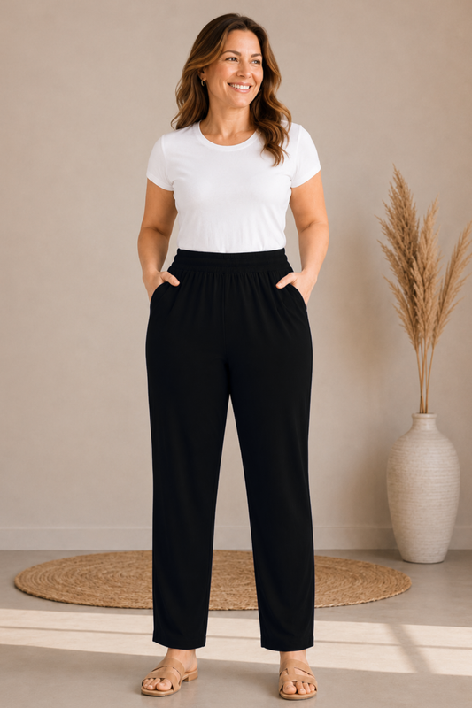 Classic Black Everyday Cotton Kurti Pants