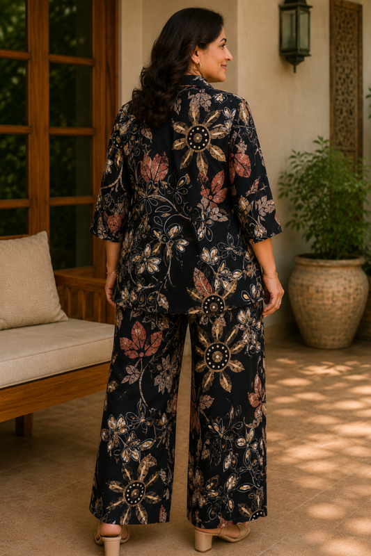 Noir Botanica Foiled Linen Co-ord Set