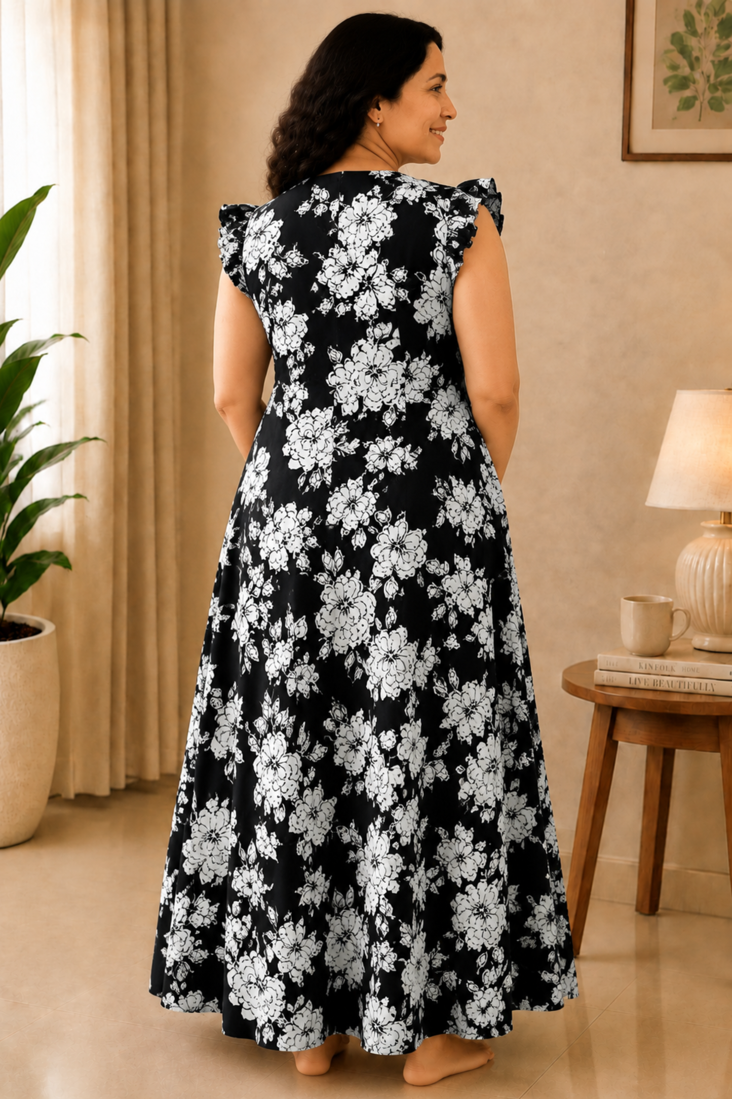 Moonlit Floral Rayon Night Gown