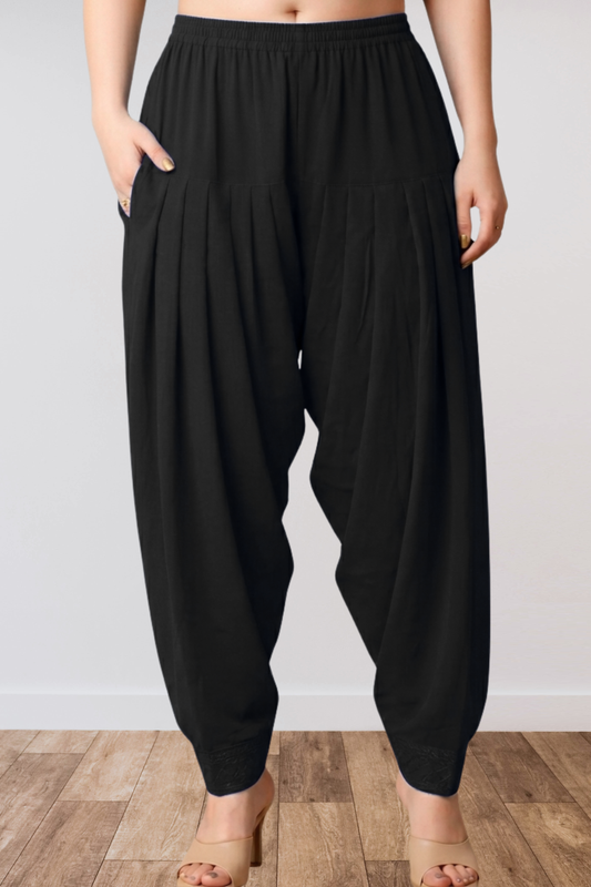 Black Anti Wrinkle Pleated Salwar