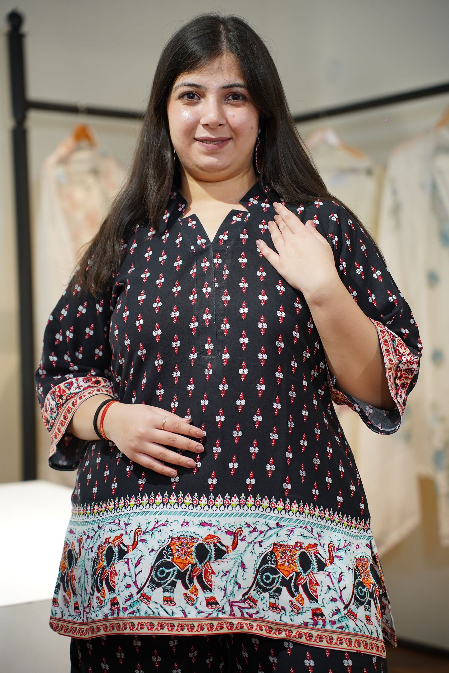 Noir Bordered Rayon Co-ord Set