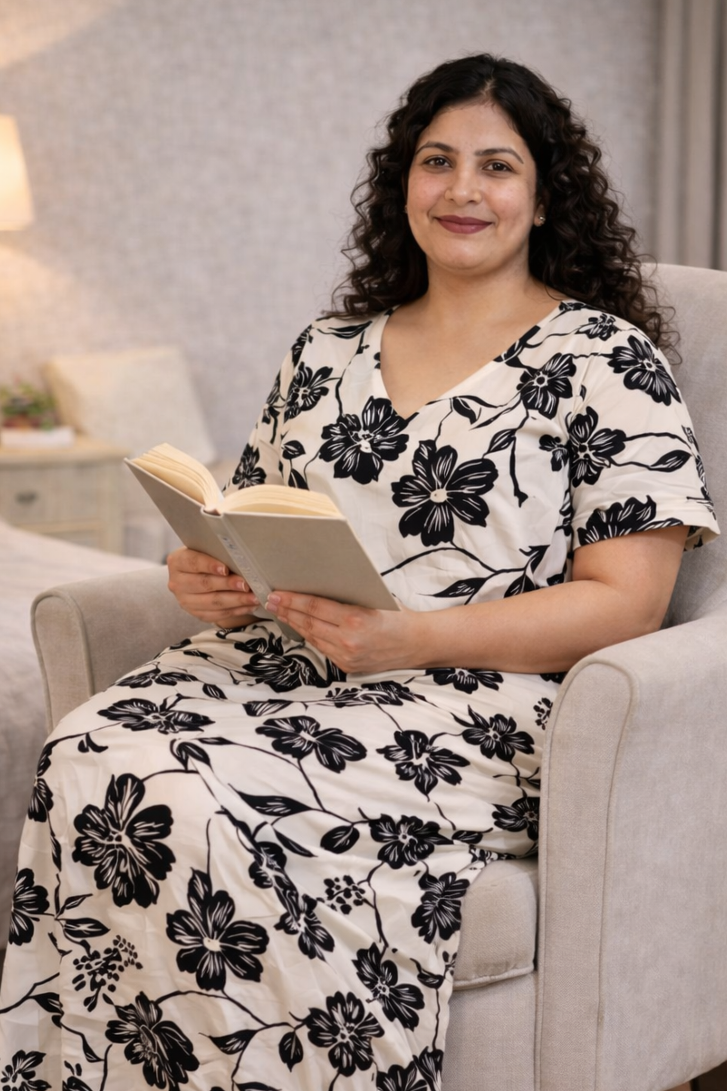 Creamy Shadow Rayon Night Gown