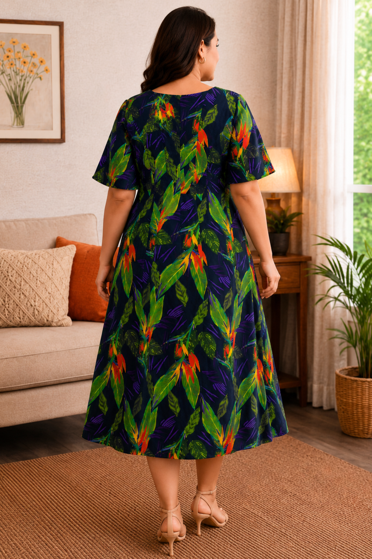 Rainforest Muse A-Line Calf Dress