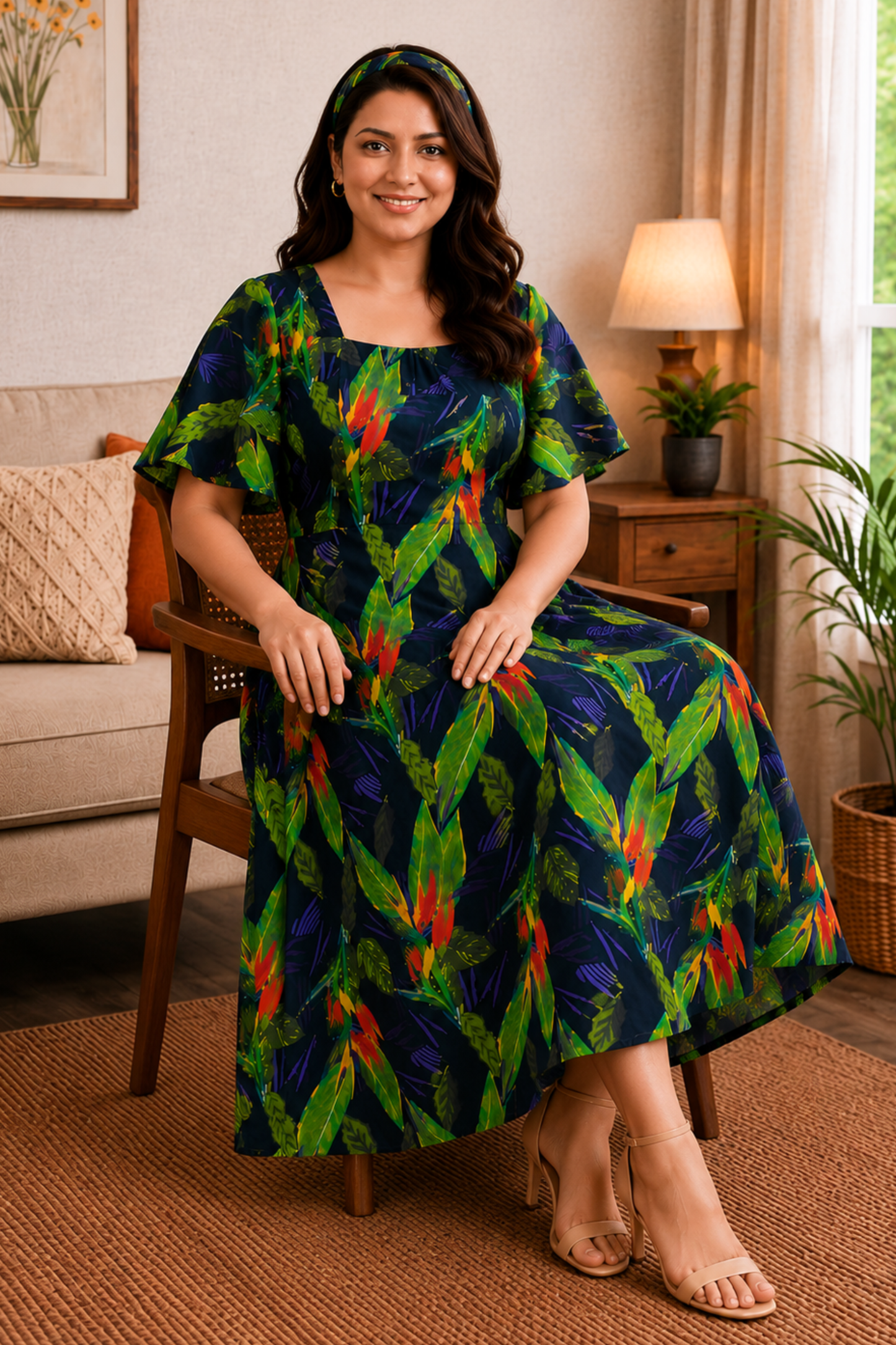 Rainforest Muse A-Line Calf Dress