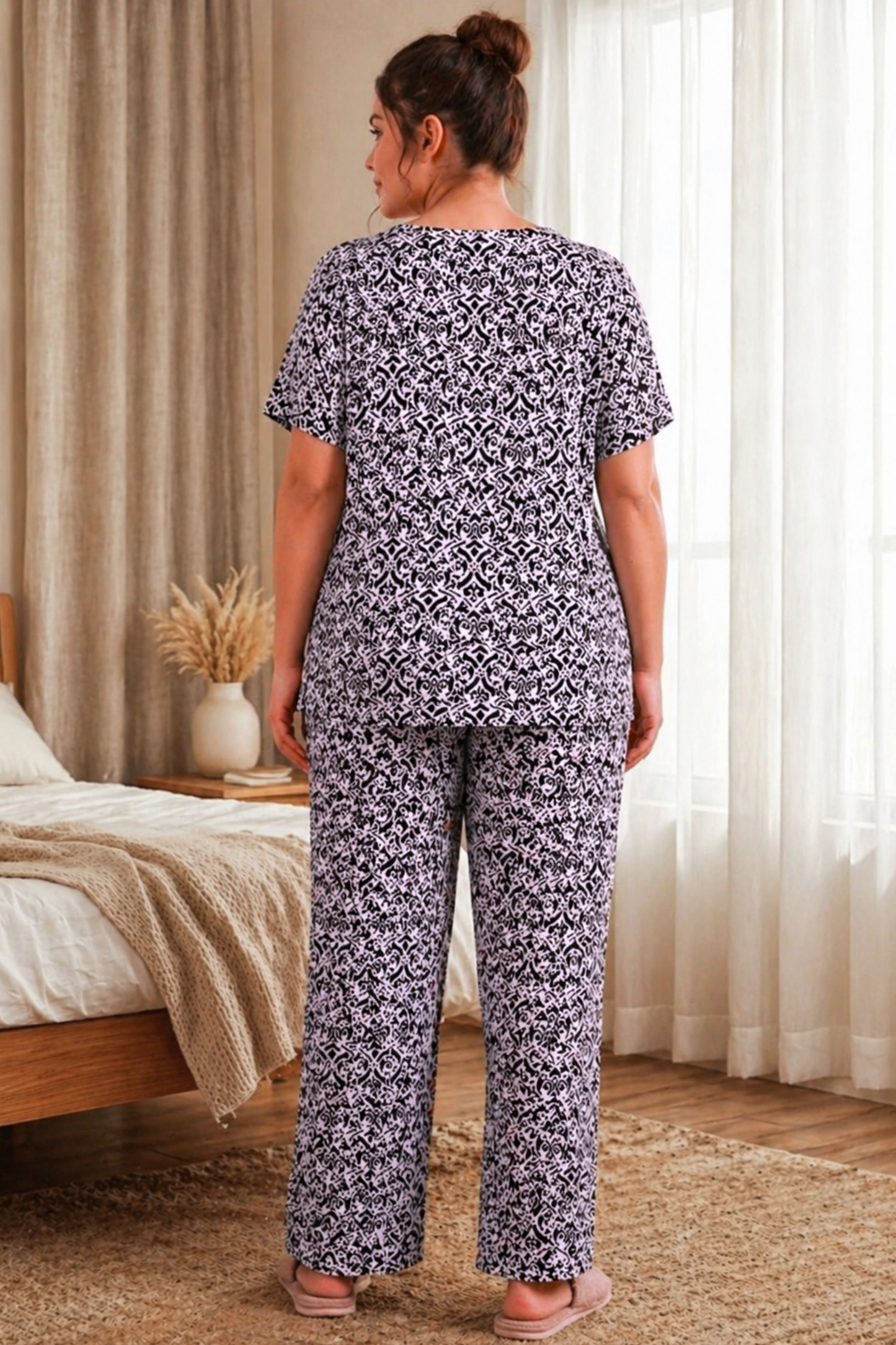 Midnight Ivory Rayon Night Suit